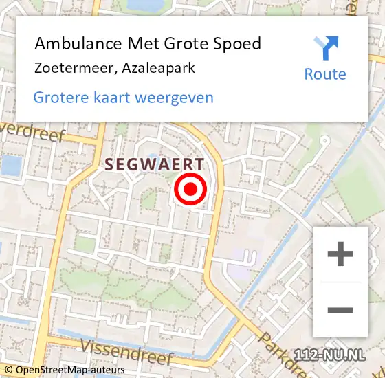 Locatie op kaart van de 112 melding: Ambulance Met Grote Spoed Naar Zoetermeer, Azaleapark op 18 januari 2024 13:41