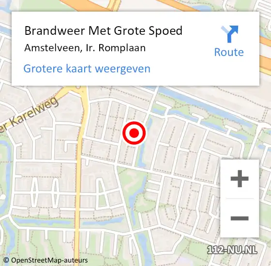 Locatie op kaart van de 112 melding: Brandweer Met Grote Spoed Naar Amstelveen, Ir. Romplaan op 18 januari 2024 13:47