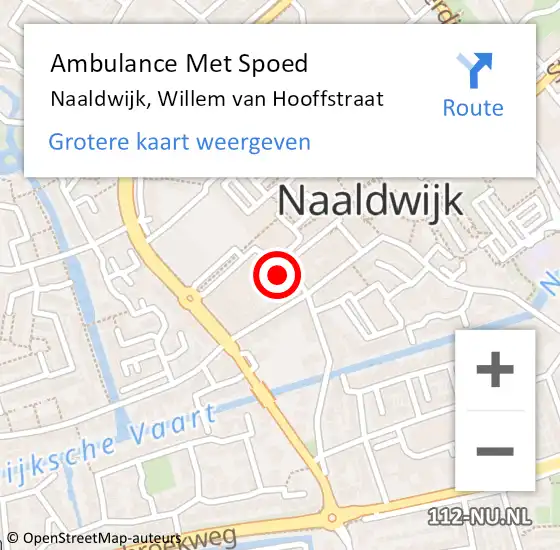 Locatie op kaart van de 112 melding: Ambulance Met Spoed Naar Naaldwijk, Willem van Hooffstraat op 18 januari 2024 13:50