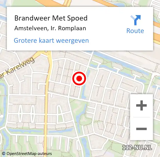 Locatie op kaart van de 112 melding: Brandweer Met Spoed Naar Amstelveen, Ir. Romplaan op 18 januari 2024 13:59