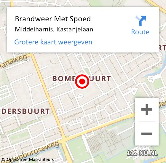 Locatie op kaart van de 112 melding: Brandweer Met Spoed Naar Middelharnis, Kastanjelaan op 18 januari 2024 14:18