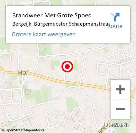 Locatie op kaart van de 112 melding: Brandweer Met Grote Spoed Naar Bergeijk, Burgemeester Schaepmanstraat op 18 januari 2024 14:20