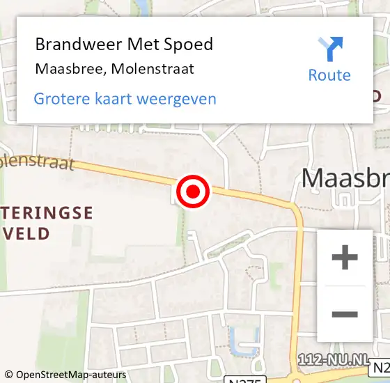 Locatie op kaart van de 112 melding: Brandweer Met Spoed Naar Maasbree, Molenstraat op 18 januari 2024 14:27