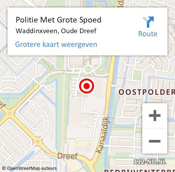 Locatie op kaart van de 112 melding: Politie Met Grote Spoed Naar Waddinxveen, Oude Dreef op 18 januari 2024 14:42