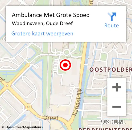 Locatie op kaart van de 112 melding: Ambulance Met Grote Spoed Naar Waddinxveen, Oude Dreef op 18 januari 2024 14:43