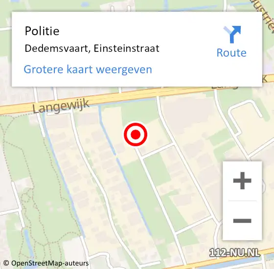 Locatie op kaart van de 112 melding: Politie Dedemsvaart, Einsteinstraat op 18 januari 2024 14:48