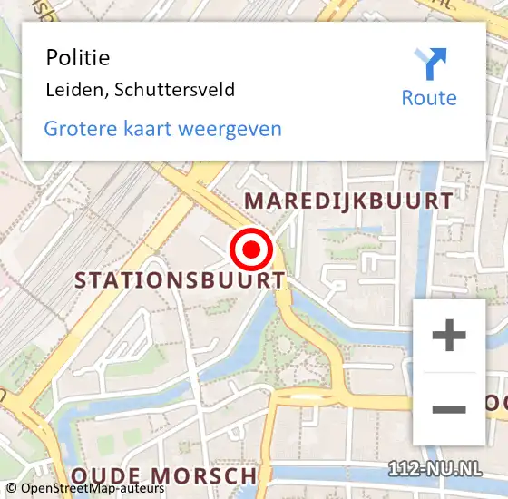 Locatie op kaart van de 112 melding: Politie Leiden, Schuttersveld op 18 januari 2024 14:57