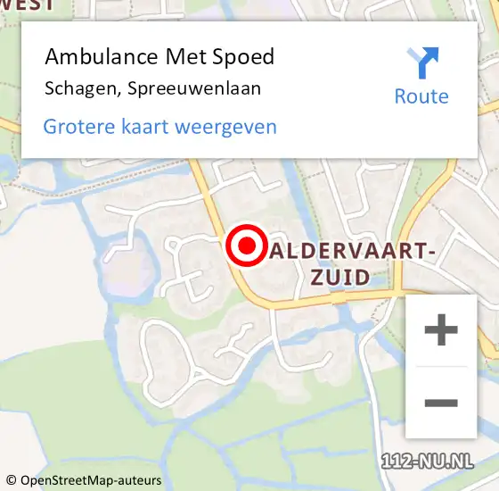 Locatie op kaart van de 112 melding: Ambulance Met Spoed Naar Schagen, Spreeuwenlaan op 18 januari 2024 15:10