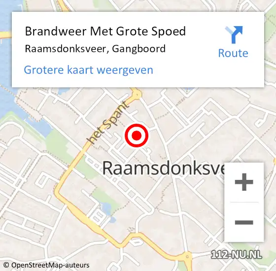 Locatie op kaart van de 112 melding: Brandweer Met Grote Spoed Naar Raamsdonksveer, Gangboord op 18 januari 2024 15:26