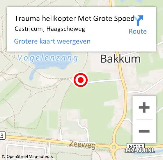 Locatie op kaart van de 112 melding: Trauma helikopter Met Grote Spoed Naar Castricum, Haagscheweg op 18 januari 2024 15:50