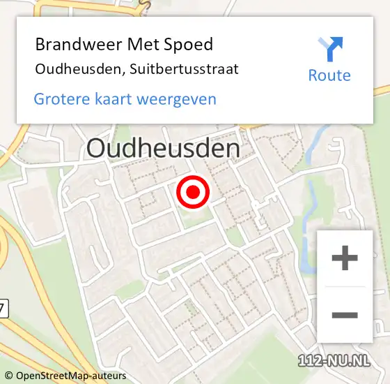 Locatie op kaart van de 112 melding: Brandweer Met Spoed Naar Oudheusden, Suitbertusstraat op 18 januari 2024 16:02