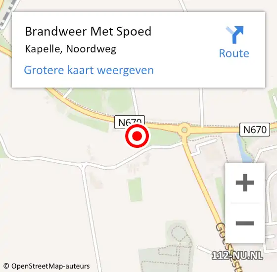 Locatie op kaart van de 112 melding: Brandweer Met Spoed Naar Kapelle, Noordweg op 18 januari 2024 16:03