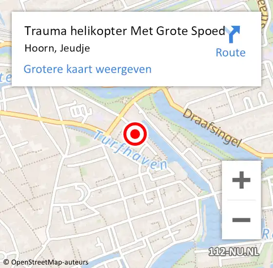 Locatie op kaart van de 112 melding: Trauma helikopter Met Grote Spoed Naar Hoorn, Jeudje op 18 januari 2024 16:24