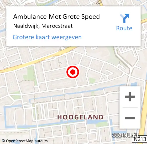 Locatie op kaart van de 112 melding: Ambulance Met Grote Spoed Naar Naaldwijk, Marocstraat op 18 januari 2024 16:34