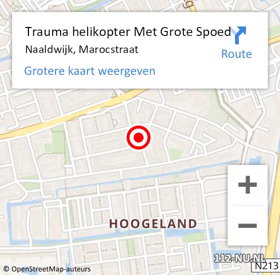 Locatie op kaart van de 112 melding: Trauma helikopter Met Grote Spoed Naar Naaldwijk, Marocstraat op 18 januari 2024 16:36