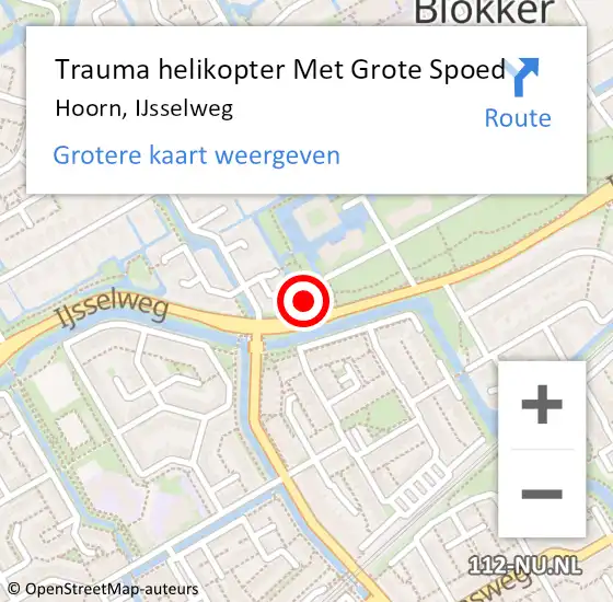 Locatie op kaart van de 112 melding: Trauma helikopter Met Grote Spoed Naar Hoorn, IJsselweg op 18 januari 2024 16:45