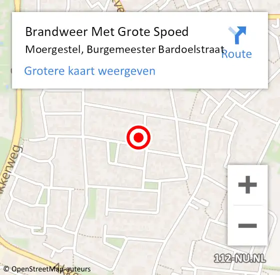 Locatie op kaart van de 112 melding: Brandweer Met Grote Spoed Naar Moergestel, Burgemeester Bardoelstraat op 18 januari 2024 16:47