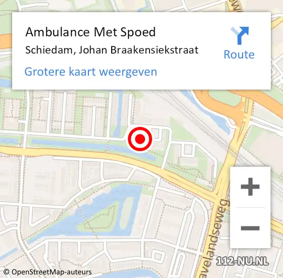 Locatie op kaart van de 112 melding: Ambulance Met Spoed Naar Schiedam, Johan Braakensiekstraat op 18 januari 2024 16:58