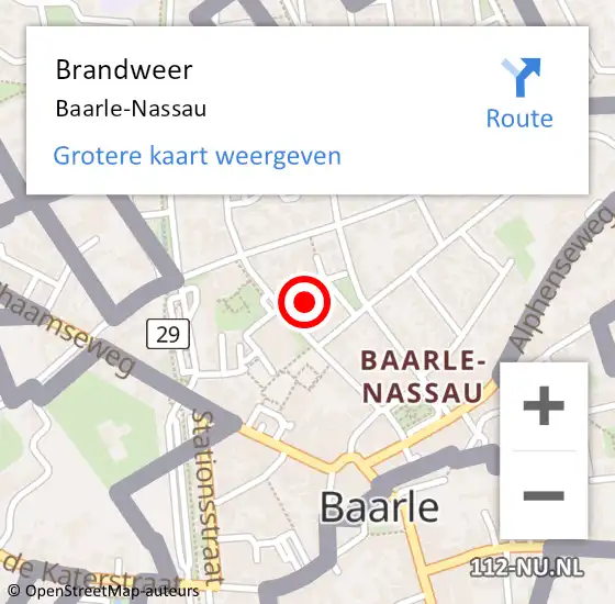 Locatie op kaart van de 112 melding: Brandweer Baarle-Nassau op 18 januari 2024 16:59