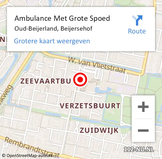 Locatie op kaart van de 112 melding: Ambulance Met Grote Spoed Naar Oud-Beijerland, Beijersehof op 18 januari 2024 17:11