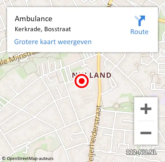 Locatie op kaart van de 112 melding: Ambulance Kerkrade, Bosstraat op 22 september 2014 16:44