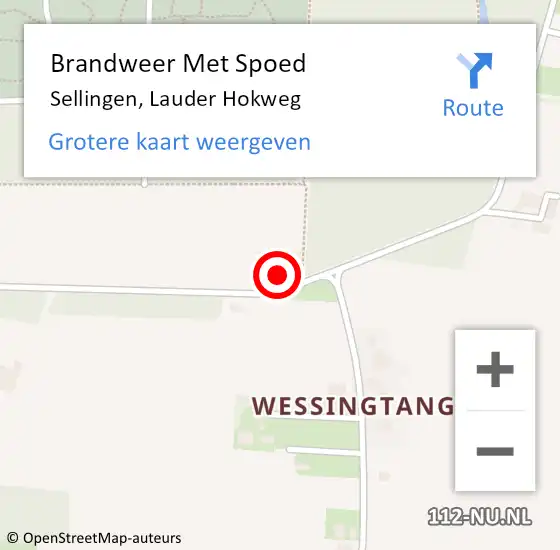 Locatie op kaart van de 112 melding: Brandweer Met Spoed Naar Sellingen, Lauder Hokweg op 18 januari 2024 17:37