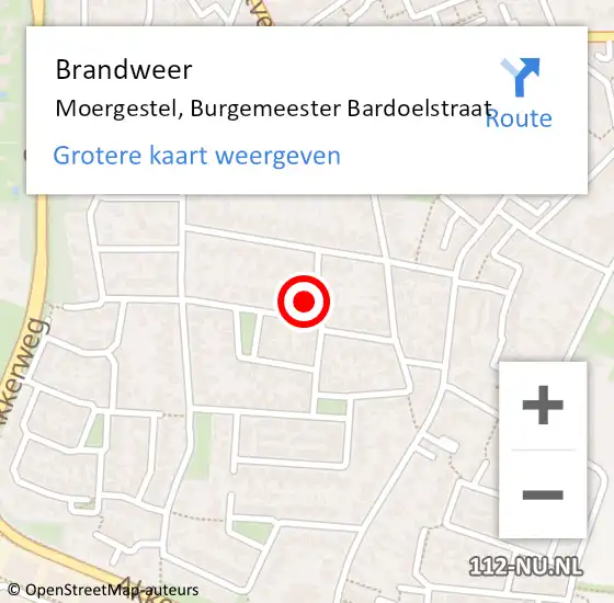 Locatie op kaart van de 112 melding: Brandweer Moergestel, Burgemeester Bardoelstraat op 18 januari 2024 17:58
