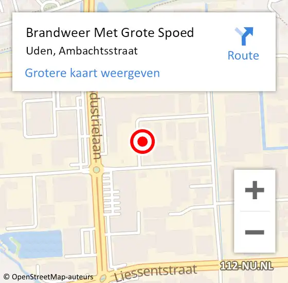 Locatie op kaart van de 112 melding: Brandweer Met Grote Spoed Naar Uden, Ambachtsstraat op 18 januari 2024 18:00