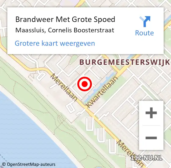 Locatie op kaart van de 112 melding: Brandweer Met Grote Spoed Naar Maassluis, Cornelis Boosterstraat op 18 januari 2024 18:12