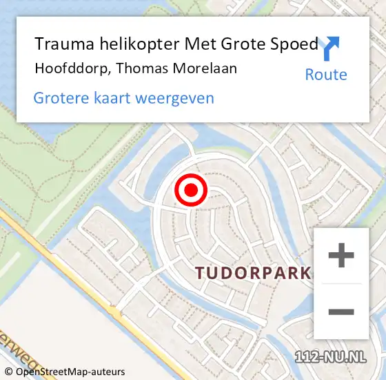 Locatie op kaart van de 112 melding: Trauma helikopter Met Grote Spoed Naar Hoofddorp, Thomas Morelaan op 18 januari 2024 18:24