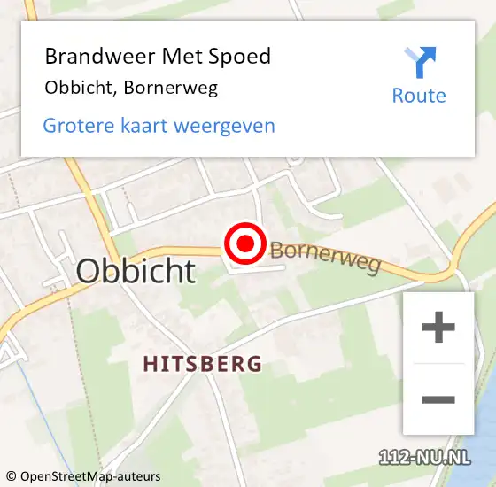 Locatie op kaart van de 112 melding: Brandweer Met Spoed Naar Obbicht, Bornerweg op 18 januari 2024 18:36