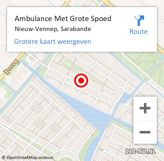 Locatie op kaart van de 112 melding: Ambulance Met Grote Spoed Naar Nieuw-Vennep, Sarabande op 18 januari 2024 18:39