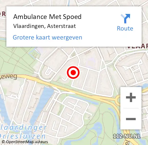 Locatie op kaart van de 112 melding: Ambulance Met Spoed Naar Vlaardingen, Asterstraat op 18 januari 2024 19:01