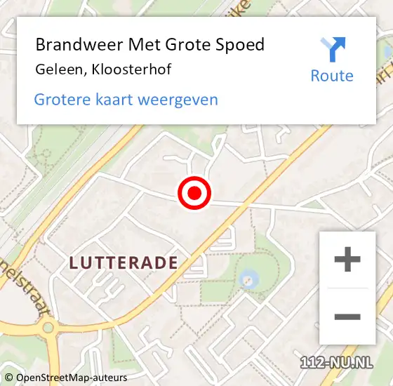 Locatie op kaart van de 112 melding: Brandweer Met Grote Spoed Naar Geleen, Kloosterhof op 18 januari 2024 19:04