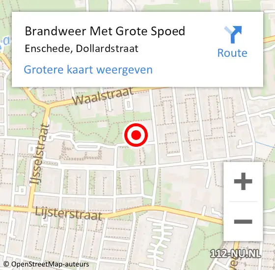 Locatie op kaart van de 112 melding: Brandweer Met Grote Spoed Naar Enschede, Dollardstraat op 18 januari 2024 19:28