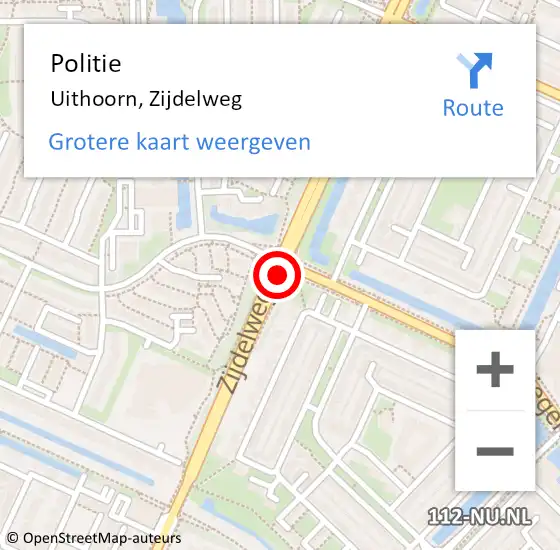 Locatie op kaart van de 112 melding: Politie Uithoorn, Zijdelweg op 22 september 2014 16:59