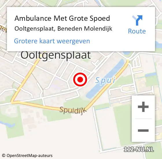 Locatie op kaart van de 112 melding: Ambulance Met Grote Spoed Naar Ooltgensplaat, Beneden Molendijk op 18 januari 2024 19:53