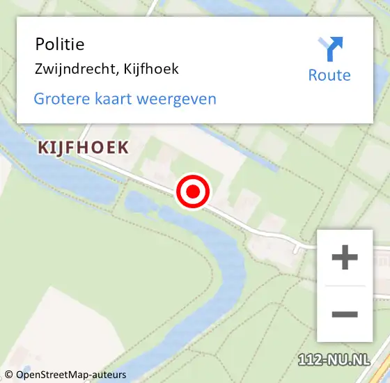 Locatie op kaart van de 112 melding: Politie Zwijndrecht, Kijfhoek op 18 januari 2024 20:12