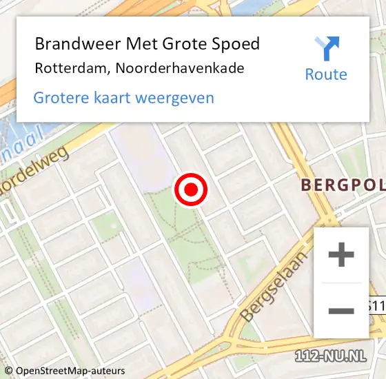 Locatie op kaart van de 112 melding: Brandweer Met Grote Spoed Naar Rotterdam, Noorderhavenkade op 18 januari 2024 20:14