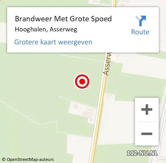 Locatie op kaart van de 112 melding: Brandweer Met Grote Spoed Naar Hooghalen, Asserweg op 18 januari 2024 20:59