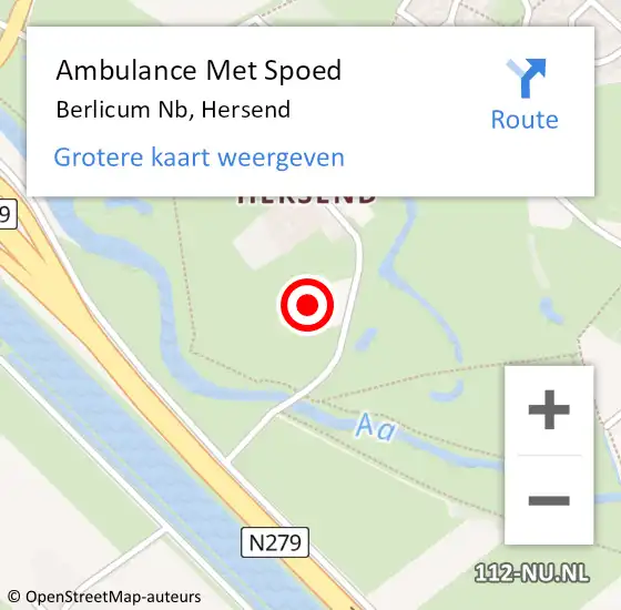 Locatie op kaart van de 112 melding: Ambulance Met Spoed Naar Berlicum Nb, Hersend op 22 september 2014 17:04