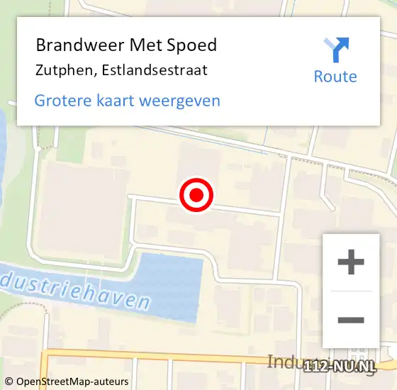 Locatie op kaart van de 112 melding: Brandweer Met Spoed Naar Zutphen, Estlandsestraat op 18 januari 2024 21:34