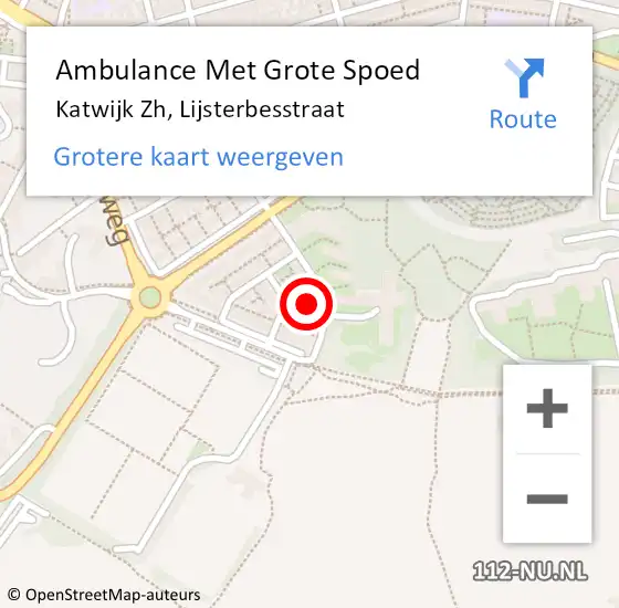 Locatie op kaart van de 112 melding: Ambulance Met Grote Spoed Naar Katwijk Zh, Lijsterbesstraat op 22 september 2014 17:08