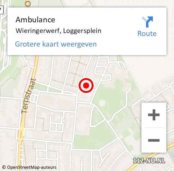 Locatie op kaart van de 112 melding: Ambulance Wieringerwerf, Loggersplein op 18 januari 2024 21:52