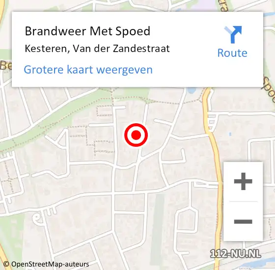 Locatie op kaart van de 112 melding: Brandweer Met Spoed Naar Kesteren, Van der Zandestraat op 18 januari 2024 22:19