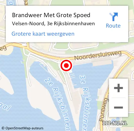 Locatie op kaart van de 112 melding: Brandweer Met Grote Spoed Naar Velsen-Noord, 3e Rijksbinnenhaven op 18 januari 2024 22:20