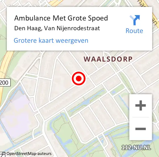 Locatie op kaart van de 112 melding: Ambulance Met Grote Spoed Naar Den Haag, Van Nijenrodestraat op 18 januari 2024 22:54