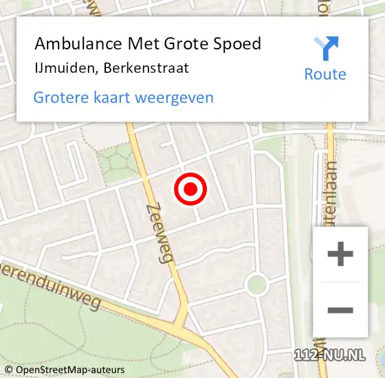 Locatie op kaart van de 112 melding: Ambulance Met Grote Spoed Naar IJmuiden, Berkenstraat op 18 januari 2024 22:54