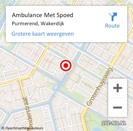 Locatie op kaart van de 112 melding: Ambulance Met Spoed Naar Purmerend, Wakerdijk op 18 januari 2024 23:44