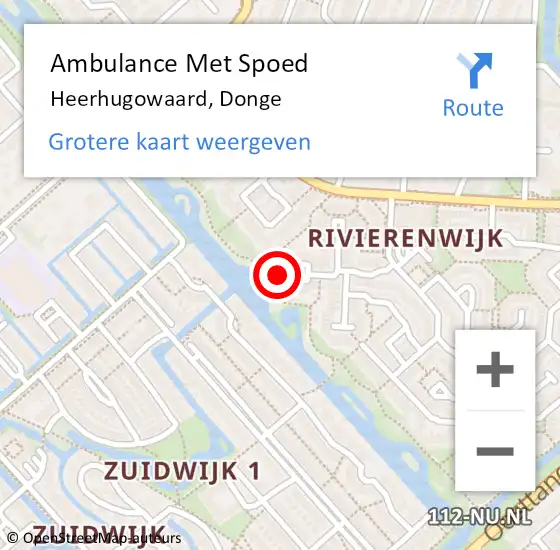 Locatie op kaart van de 112 melding: Ambulance Met Spoed Naar Heerhugowaard, Donge op 18 januari 2024 23:46